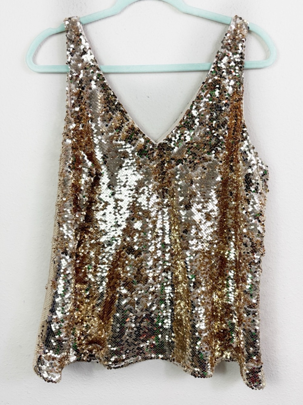 LOFT Gold and Silver Sequin V-Neck Tank